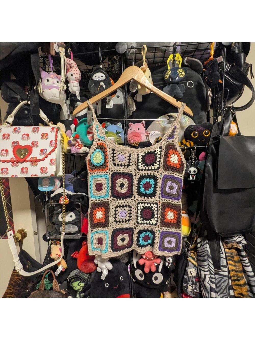 Vintage Crochet Granny Square Tank Top